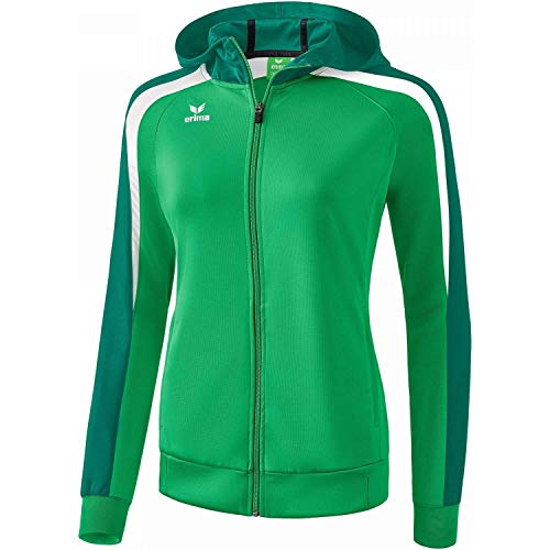 ERIMA Damen Jacke Liga 2.0 Trainingsjacke mit Kapuze, smaragd/evergreen/weiß, 36, 1071853 von Erima