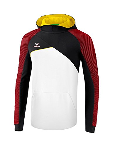 ERIMA Damen Sweatshirt Premium One 2.0 Kapuzensweat, weiß/schwarz/rot/gelb, 40, 1071824 von Erima