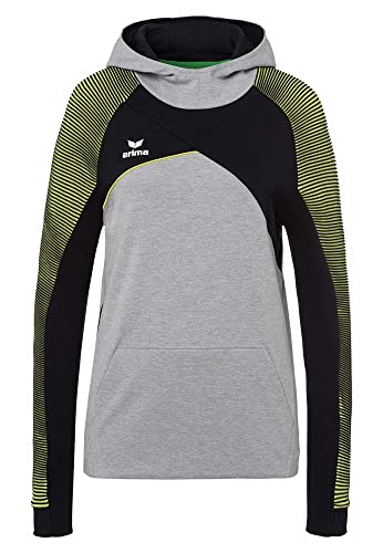 ERIMA Damen Sweatshirt Premium One 2.0 Kapuzensweat, grau melange/schwarz/lime pop, 38, 1071822 von Erima