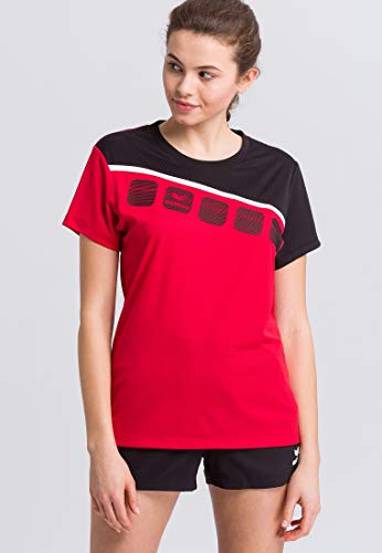 Erima Damen 5-C T-Shirt, rot/schwarz/weiß, 44 von Erima