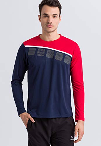 Erima Herren 5-C Longsleeve, new navy/rot/weiß, M von Erima