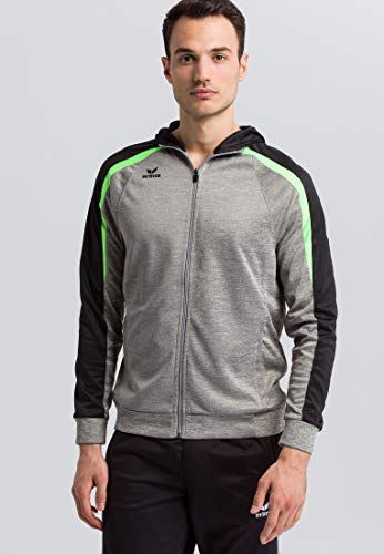 ERIMA Herren Jacke Liga 2.0 Trainingsjacke mit Kapuze, grau melange/schwarz/green gecko, M, 1071847 von Erima