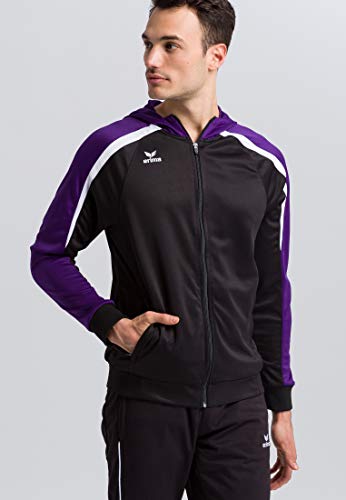 ERIMA Herren Jacke Liga 2.0 Trainingsjacke mit Kapuze, schwarz/violet/weiß, L, 1071850 von Erima