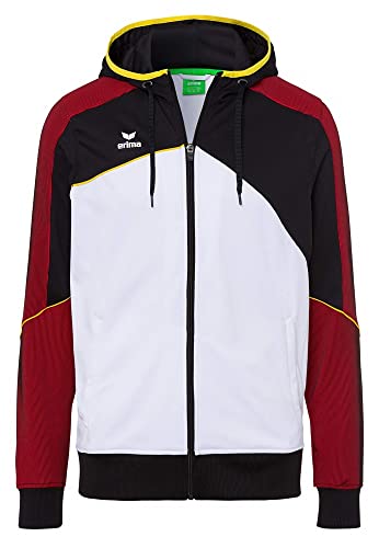 ERIMA Damen Jacke Premium One 2.0 Trainingsjacke mit Kapuze, weiß/schwarz/rot/gelb, 38, 1071832 von Erima