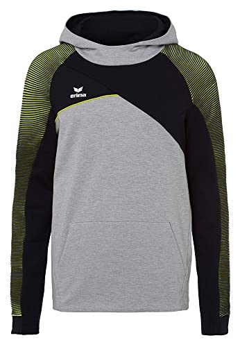 ERIMA Herren Sweatshirt Premium One 2.0 Kapuzensweat, grau melange/schwarz/lime pop, M, 1071814 von Erima