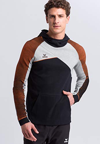 ERIMA Herren Sweatshirt Premium One 2.0 Kapuzensweat, schwarz/grau melange/neon orange, L, 1071815 von Erima