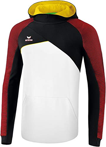 ERIMA Herren Sweatshirt Premium One 2.0 Kapuzensweat, weiß/schwarz/rot/gelb, S, 1071816 von Erima