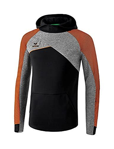 ERIMA Kinder Sweatshirt Premium One 2.0 Kapuzensweat, schwarz/grau melange/neon orange, 164, 1071815 von Erima