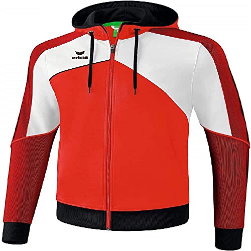 ERIMA Kinder Jacke Premium One 2.0 Trainingsjacke mit Kapuze, rot/weiß/schwarz, 128, 1071802 von Erima