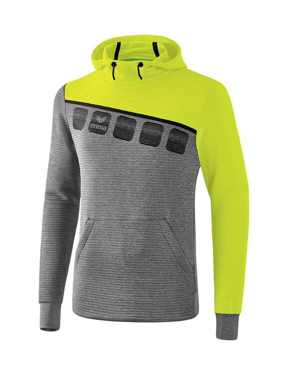 Erima 5-C Kapuzensweat Kinder grau melange/lime pop/schwarz 1071908... von Erima