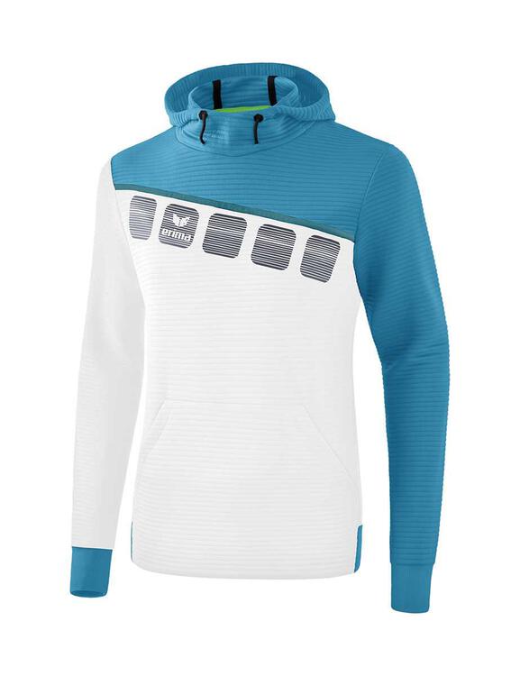 Erima 5-C Kapuzensweat Kinder wei?/oriental blue/colonial blue... von Erima