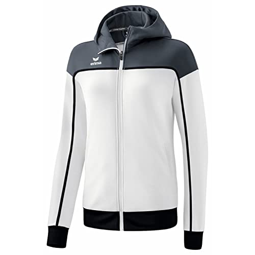 Erima Damen „CHANGE by erima" Trainingsjacke mit Kapuze, weiß/slate grey/schwarz, 40 von Erima