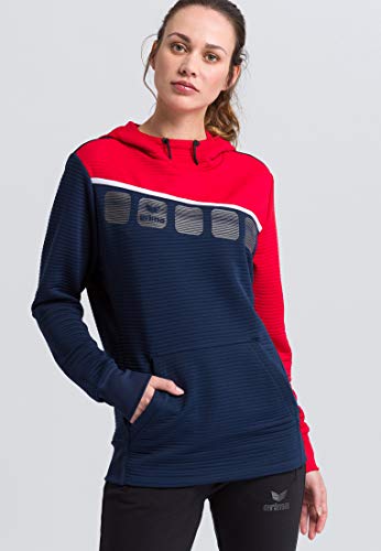 Erima Damen 5-C Kapuzensweat, new navy/rot/weiß, 44 von Erima