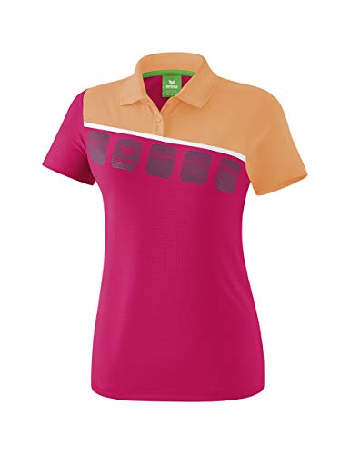Erima Damen 5-C Poloshirt, love rose/peach/weiß, 42 von Erima