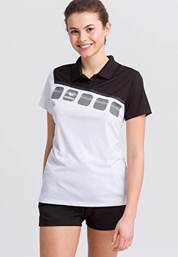 Erima Damen 5-C Poloshirt, weiß/schwarz/dunkelgrau, 36 von Erima