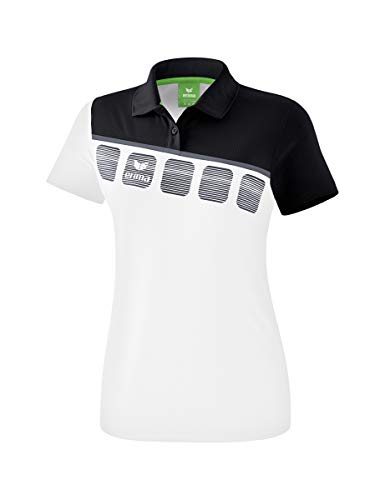 Erima Damen 5-C Poloshirt, weiß/schwarz/dunkelgrau, 44 von Erima