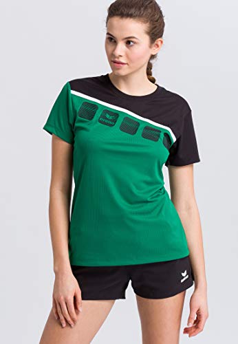 Erima Damen 5-C T-Shirt, smaragd/schwarz/weiß, 36 von Erima
