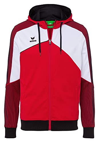 ERIMA Damen Jacke Premium One 2.0 Trainingsjacke mit Kapuze, rot/weiß/schwarz, 34, 1071826 von Erima