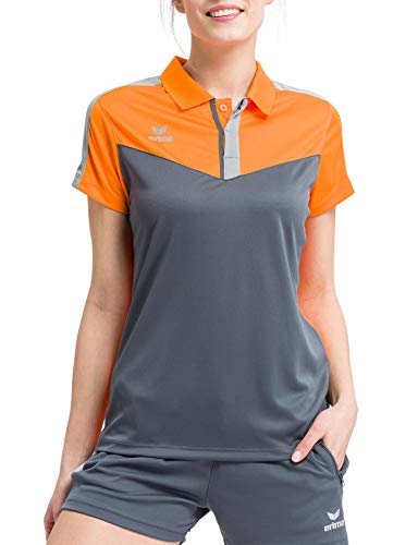 Erima Damen Squad Sport Poloshirt, New Orange/Slate Grey/Monument Grey, 34 von Erima