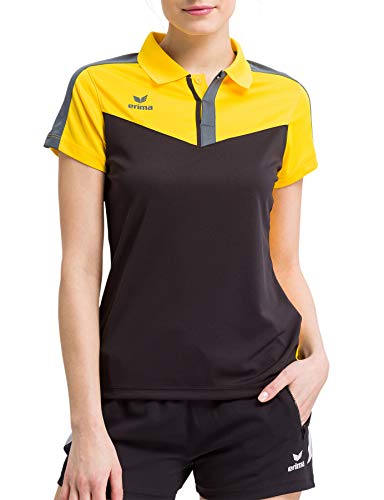 Erima Damen Squad Sport Poloshirt, Gelb/Schwarz/Slate Grey, 36 von Erima
