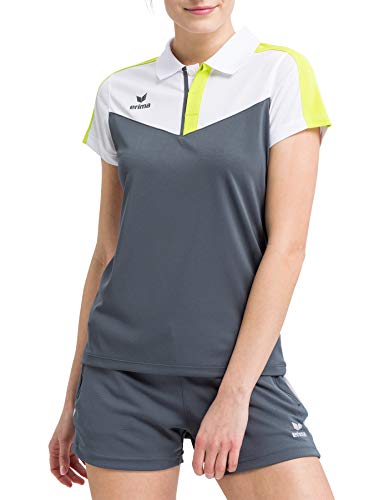 Erima Damen Squad Sport Poloshirt, Weiß/Slate Grey/Bio Lime, 34 von Erima