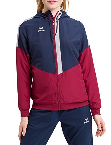 Erima Damen Squad Tracktop Trainingsjacke, New Navy/Bordeaux/Silver Grey, 34 von Erima