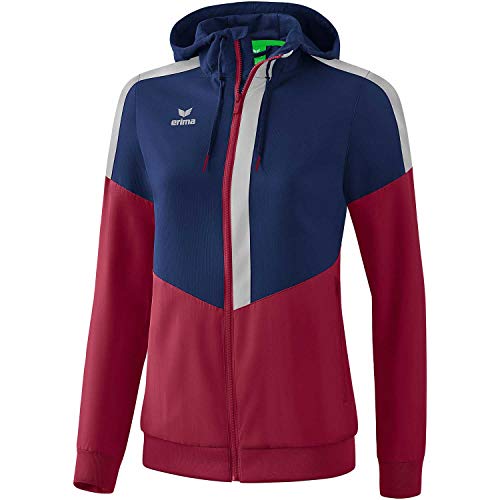 Erima Damen Squad Tracktop Trainingsjacke, New Navy/Bordeaux/Silver Grey, 38 von Erima