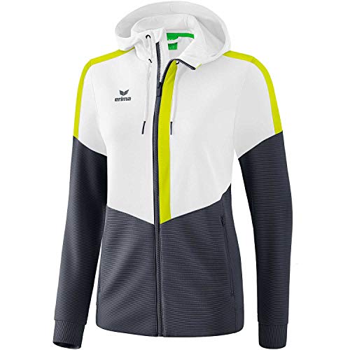 Erima Damen Squad Trainings Jacke, weiß/Slate Grey/Bio Lime, 36 von Erima