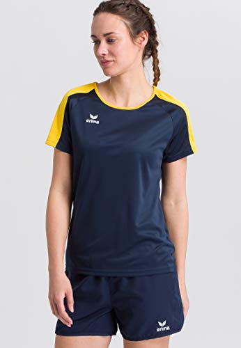 ERIMA Damen T-shirt T-Shirt, new navy/gelb/dark navy, 34, 1081835 von Erima