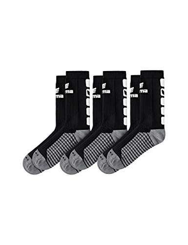 Erima Unisex Pakke med 3 klassisk 5-c Socken, Schwarz/Weiß, 43-46 EU von Erima