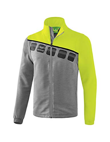 Erima Unisex 5-C Jacke mit abnehmbaren Ärmeln, grau melange/lime pop/schwarz, XXXXL von Erima