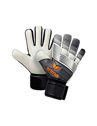 ERIMA Erwachsene Torwarthandschuhe SKINATOR Hybrid Training, schwarz/weiß/neon orange, 9, 5, 7221905 von Erima