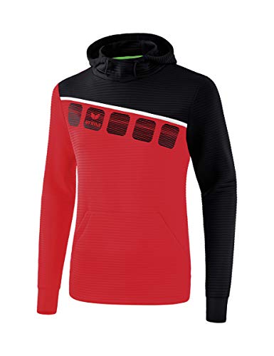 Erima Herren 5-C Kapuzensweat, rot/schwarz/weiß, S von Erima