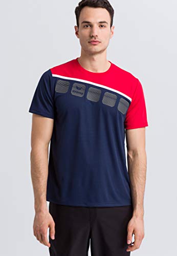 Erima Herren 5-C T-Shirt, new navy/rot/weiß, L von Erima