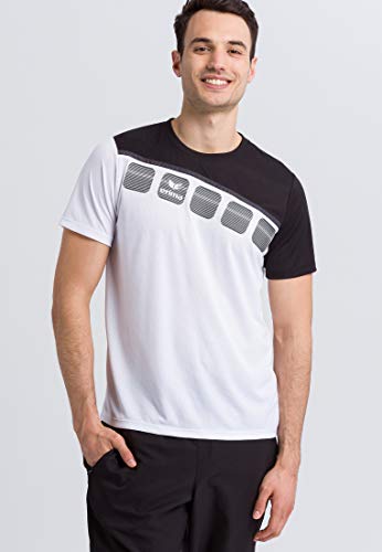 Erima Herren 5-C T-Shirt, weiß/schwarz/dunkelgrau, S von Erima