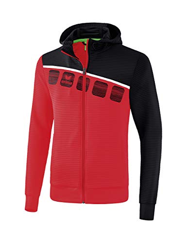 Erima Herren 5-C Trainingsjacke mit Kapuze, rot/schwarz/weiß, S von Erima