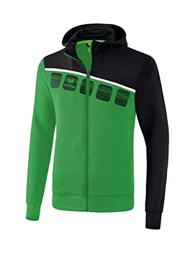 Erima Herren 5-C Trainingsjacke mit Kapuze, smaragd/schwarz/weiß, M von Erima
