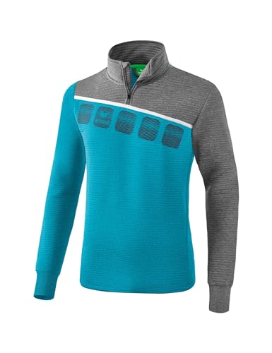 Erima Unisex 5-C Trainingstop, oriental blue melange/grau melange/weiß, M von Erima