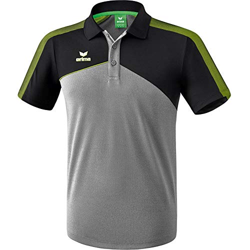 ERIMA Herren Poloshirt Premium One 2.0 Poloshirt, grau melange/schwarz/lime pop, S, 1111806 von Erima