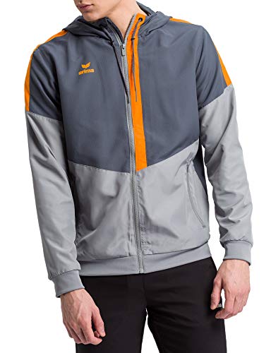 Erima Herren Squad Tracktop Trainingsjacke, Slate Grey/Monument Grey/New Orange, S von Erima