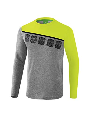 Erima Kinder 5-C Longsleeve, grau melange/lime pop/schwarz, 128 von Erima