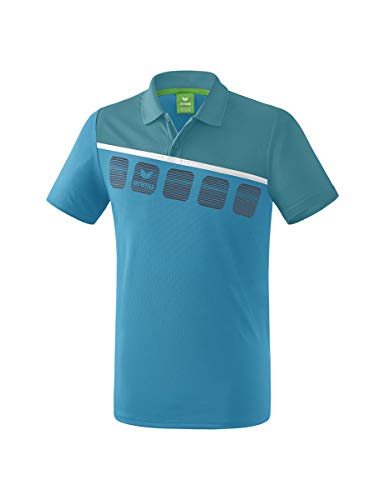 Erima Kinder 5-C Poloshirt, oriental blue/colonial blue/weiß, 164 von Erima