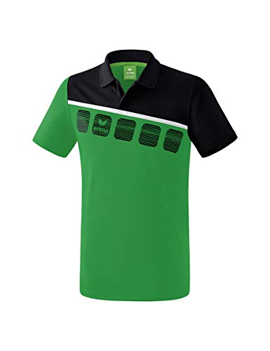 Erima Kinder 5-C Poloshirt, smaragd/schwarz/weiß, 128 von Erima