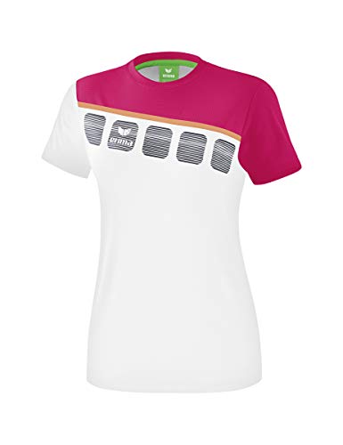 Erima Kinder 5-C T-Shirt, weiß/love rose/peach, 128 von Erima