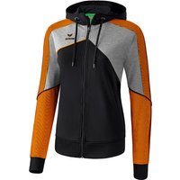 erima Premium One 2.0 Trainingsjacke mit Kapuze Damen black/grey melange/neon orange 40 von erima
