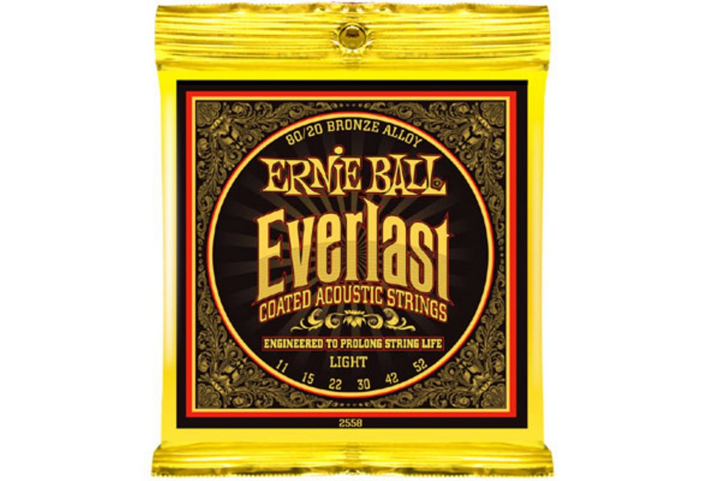 Ernie Ball Saiten, (EB2558 11-52 Everlast Coated 80/20 Bronze Light), EB2558 11-52 Everlast Coated 80/20 Bronze Light - Westerngitarrensai von Ernie Ball