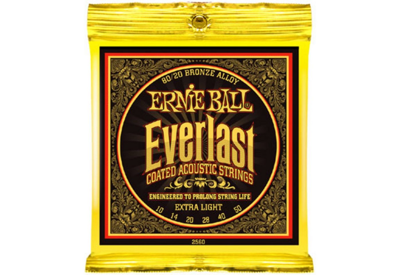 Ernie Ball Saiten, (EB2560 10-50 Everlast Coated 80/20 Bronze Extra Light), EB2560 10-50 Everlast Coated 80/20 Bronze Extra Light - Westerngitar von Ernie Ball