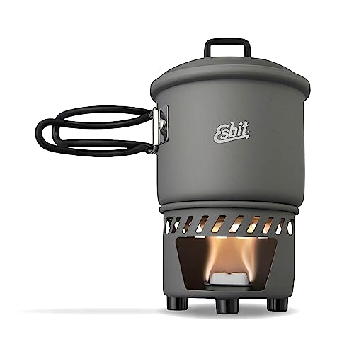 Esbit Trockenbrennstoffkochset - Outdoor Camping Kocher 585 ml mit Aluminium Topf - klappbare Griffe - Campingkocher Set von Esbit