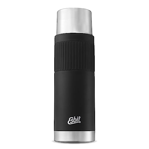 Esbit Thermoflasche Sculptor - Isolierte Flasche aus Edelstahl für warme und kalte Getränke – 1000 ml in Schwarz mit Manschette von Esbit