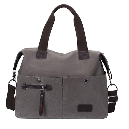 Eshow Damen Handtasche Canvas Henkeltasche Schultertasche Umhängtasche mit Fächern zum Alltag Reise Schule von Eshow